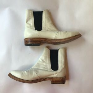 Size 10 white leather ankle boots